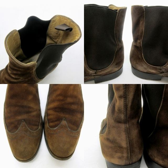 セルジオロッシスウェードブーツ茶 Sergio rossi セルジオロッシ サイドゴアブーツ シューズ