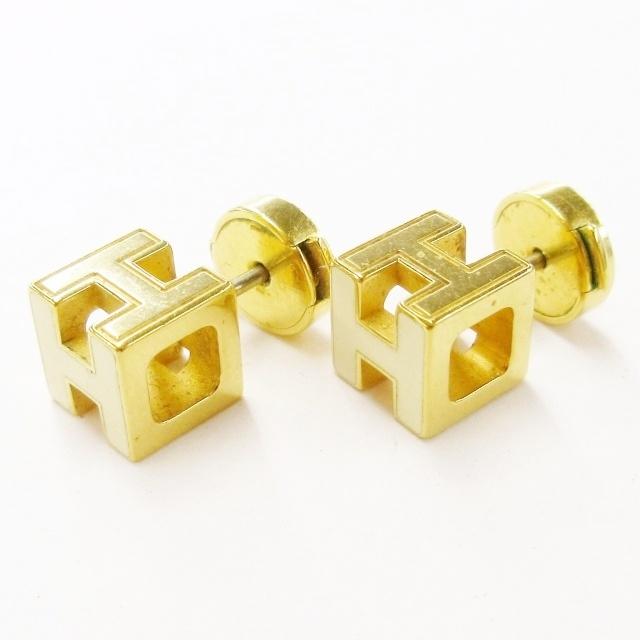 HERMES エルメス カージュドアッシュ キューブ ゴールドカラー ピアス