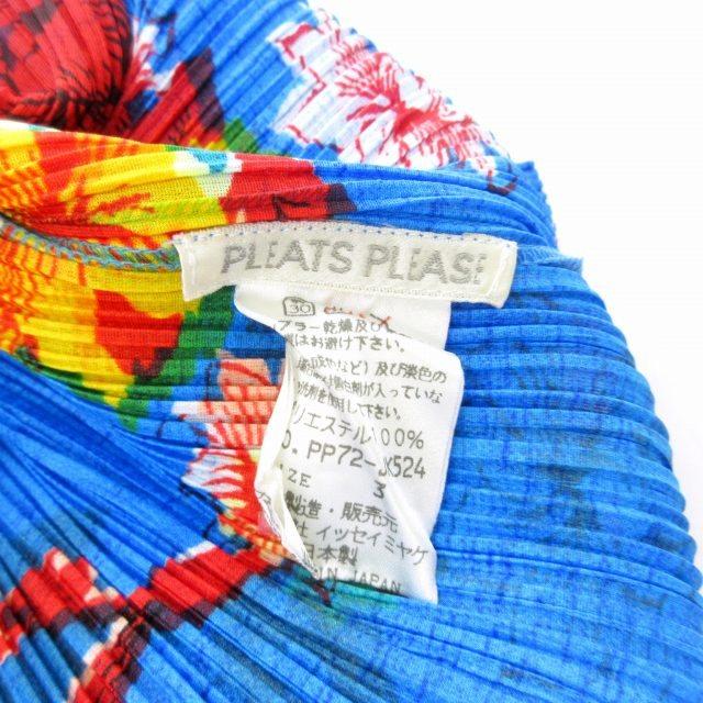 美品】プリーツプリーズ長袖シャツブラウス総柄【3】