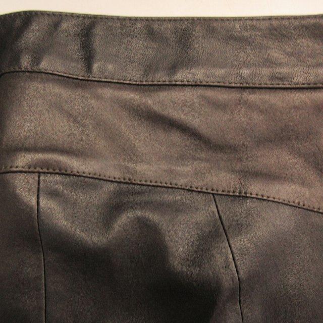 キトン Kiton 美品 レザーパンツ スリム 羊革 裾 カットオフ 茶 
