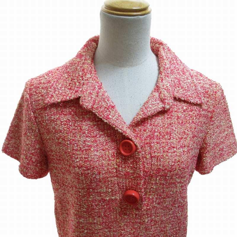 美品】ポールカ PAULE KA ツイード ワンピース 36（S） オレンジ