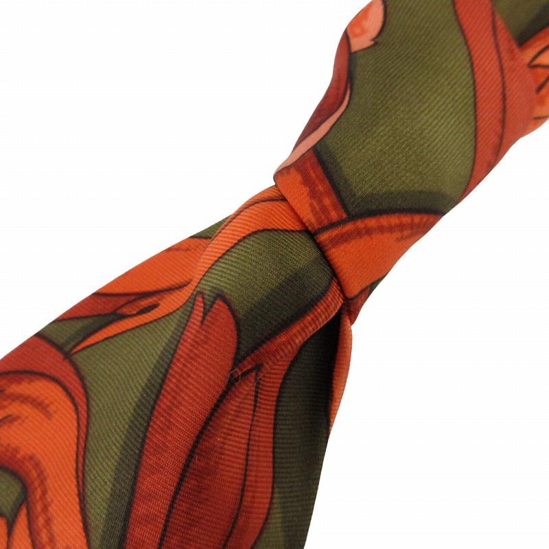 HERMES（エルメス） ヴィンテージ ネクタイ 総柄 タッセル 緑 グリーン