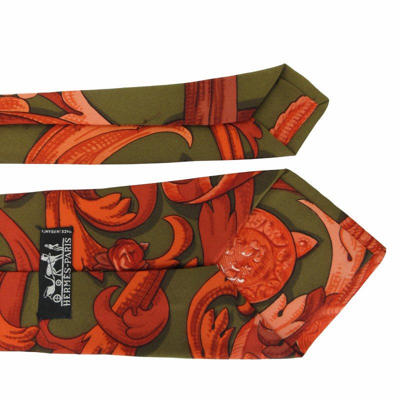 HERMES（エルメス） ヴィンテージ ネクタイ 総柄 タッセル 緑 グリーン
