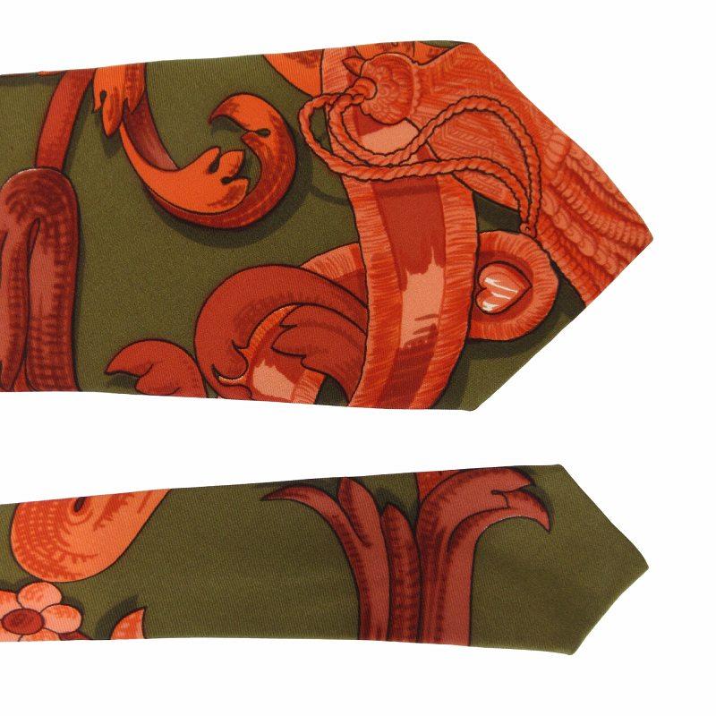 HERMES（エルメス） ヴィンテージ ネクタイ 総柄 タッセル 緑 グリーン