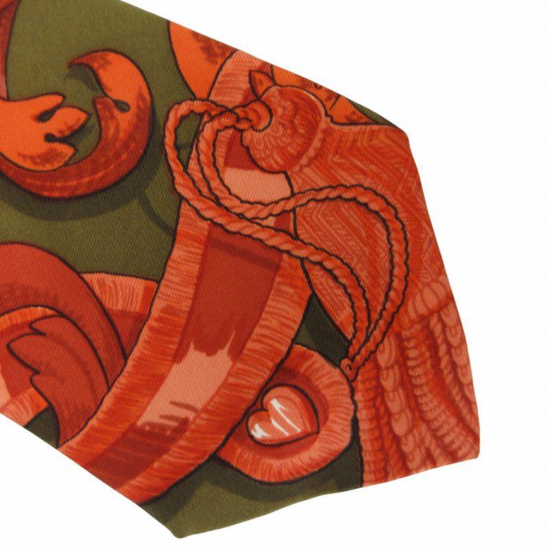 HERMES（エルメス） ヴィンテージ ネクタイ 総柄 タッセル 緑 グリーン