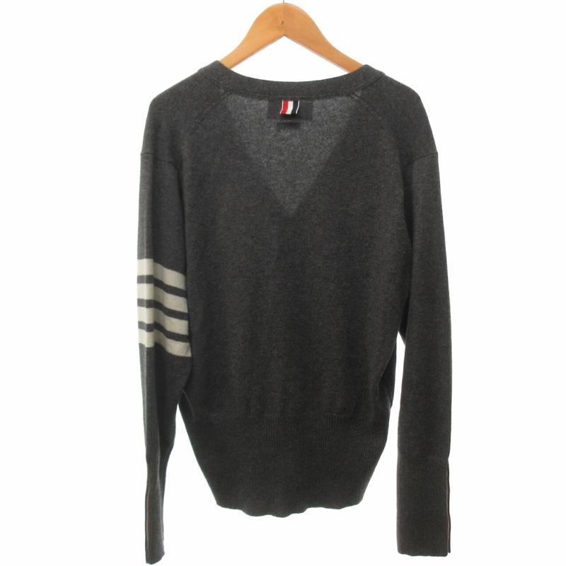 トムブラウン THOM BROWNE 美品 ミディアムグレー カシミア 4BAR V  