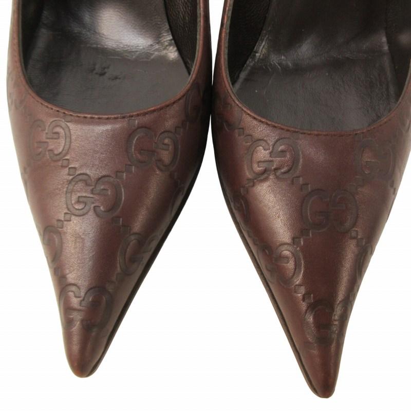 GUCCI グッチ 美品 シマレザー パンプス ハイヒール ポイン