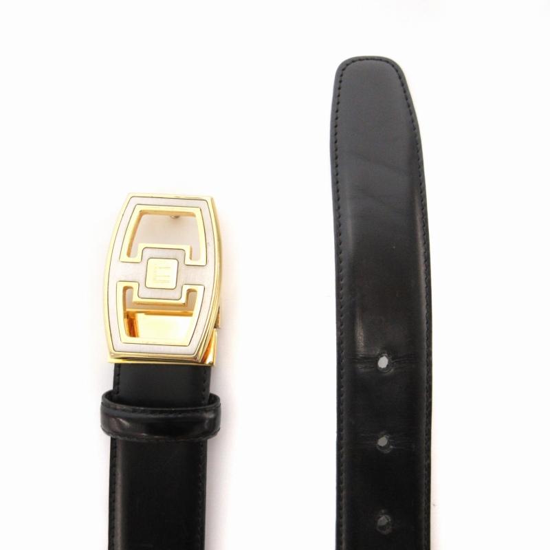 dunhill（ダンヒル） レザーベルト ロゴバックル 本革 黒 ブラック