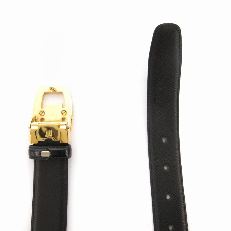 dunhill（ダンヒル） レザーベルト ロゴバックル 本革 黒 ブラック