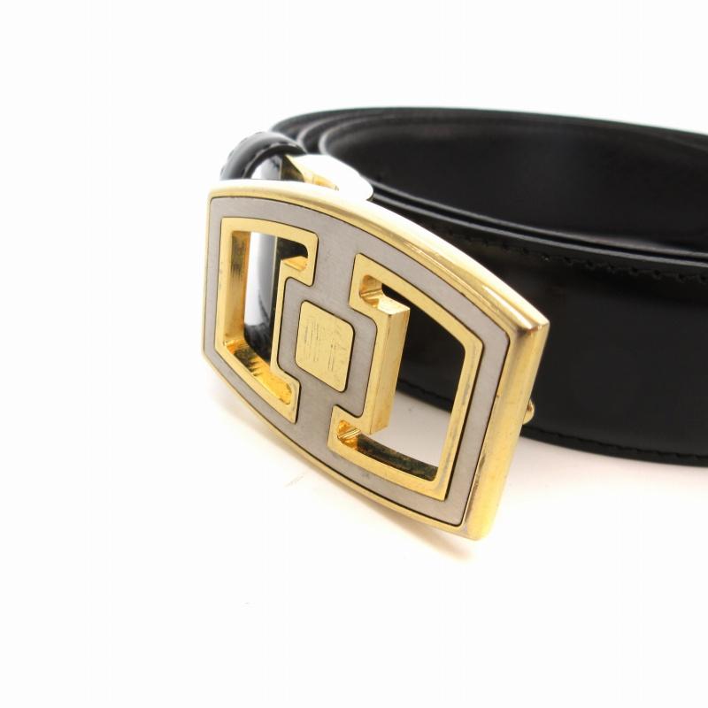 dunhill（ダンヒル） レザーベルト ロゴバックル 本革 黒 ブラック