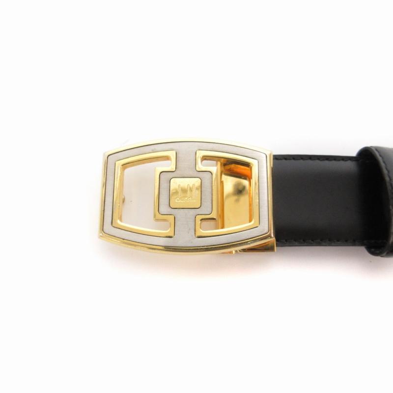 dunhill（ダンヒル） レザーベルト ロゴバックル 本革 黒 ブラック