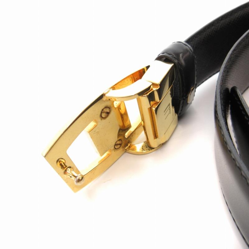 dunhill（ダンヒル） レザーベルト ロゴバックル 本革 黒 ブラック
