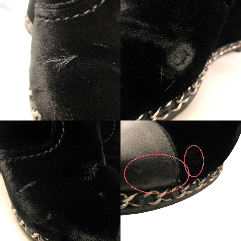 CHANEL（シャネル） ベルベット チェーン ショートブーツ