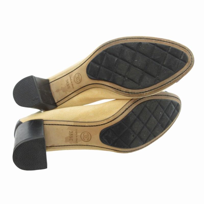 CHANEL シャネル カメリア バイカラーパンプス シューズ レザー チャン  