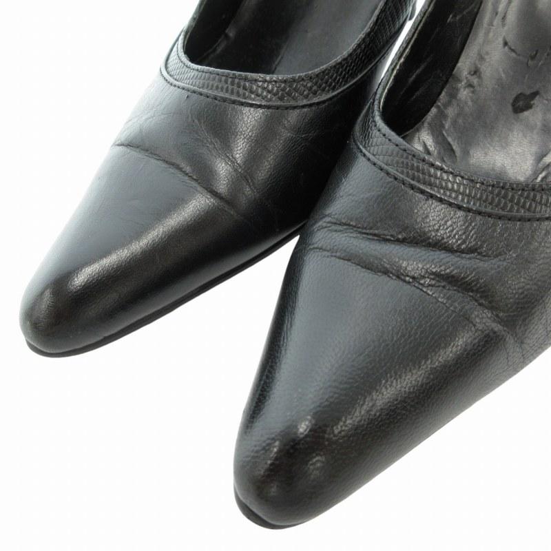 CHANEL シャネル パンプス ココマーク レザー ブラック 36 1/2 黒 CHANEL シャネル ココマーク パンプス シューズ ヒール ポイン