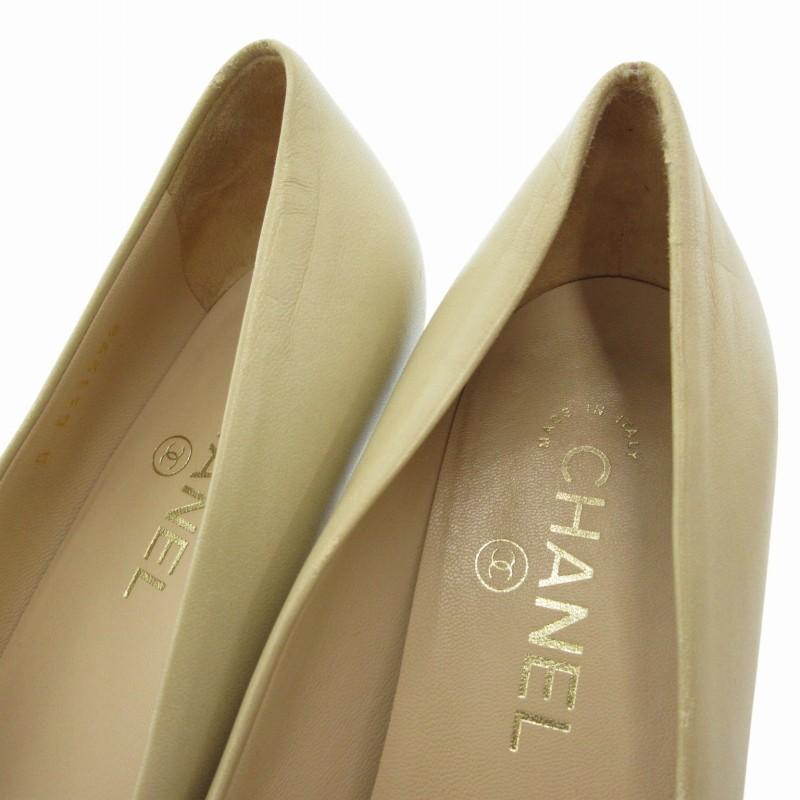 CHANEL シャネル パンプス シューズ ヒール プレーントゥ ロゴ金具 361 