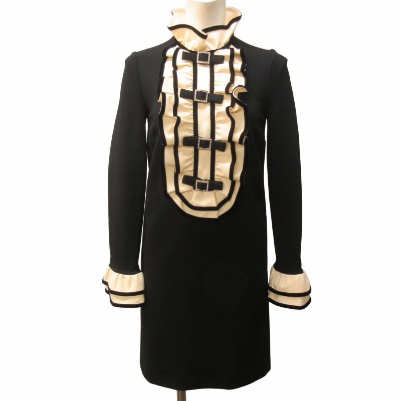 グッチ GUCCI 美品 17AW ラッフルビブ パーティードレス ワンピース 