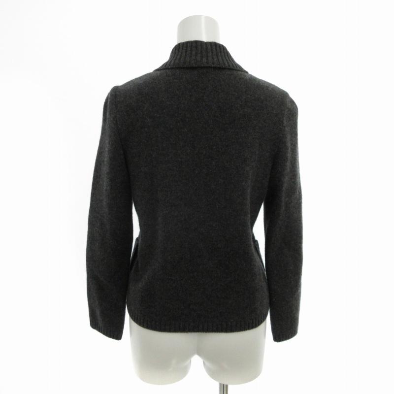 フォクシーブラックニットウールカーディガン 長袖38 FOXEY フォクシー 美品 ウールカーディガン ニット ダブル 長袖