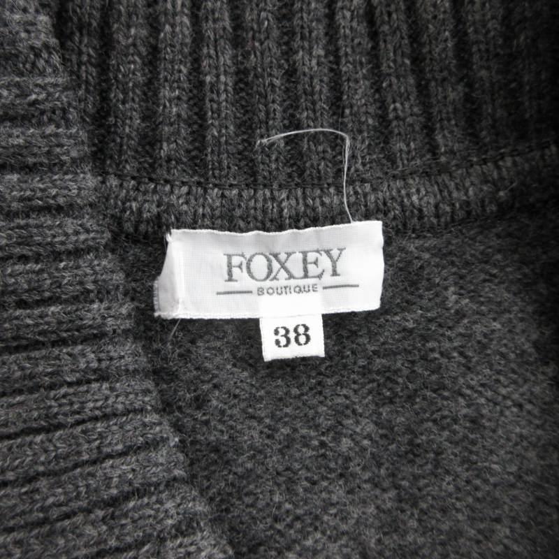フォクシーブラックニットウールカーディガン 長袖38 FOXEY フォクシー 美品 ウールカーディガン ニット ダブル 長袖 38 M