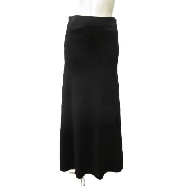 カオス CHAOS 近年 美品 シルクブレンドニットフレアスカート 黒  