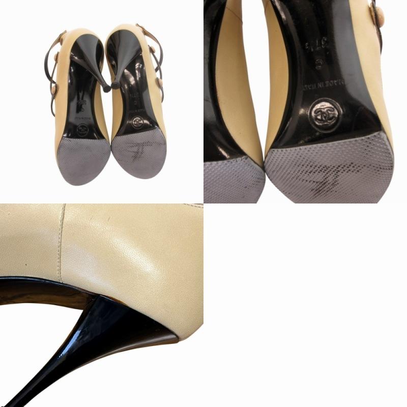CHANEL シャネル バイカラー 3連ストラップ パンプス ココマーク CHANEL シャネル バイカラー 3連ストラップ パンプス ココマーク