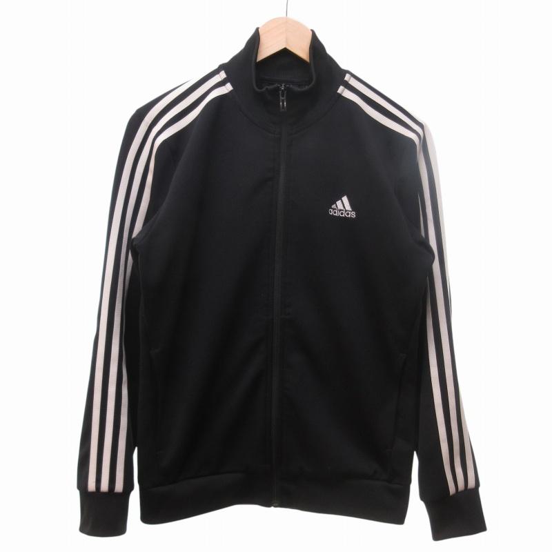 adidas アディダス トラックジャケット ロゴ刺繍 黒 ブラック L adidas アディダス トラックジャケット ロゴ刺繍 黒 ブラック L