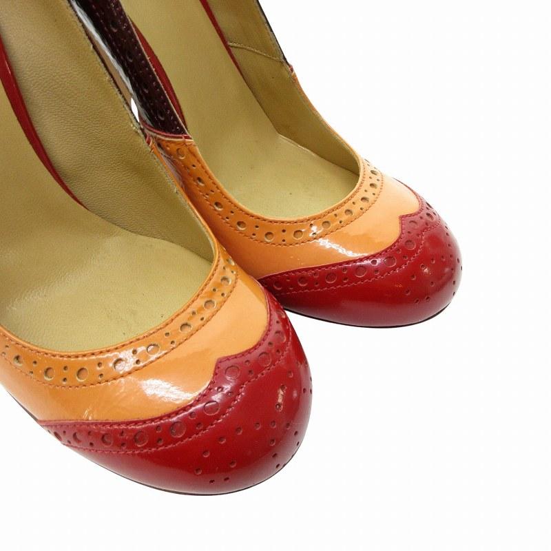 miumiu ミュウミュウ 赤エナメルレザー パンプス ミュール23cm 36