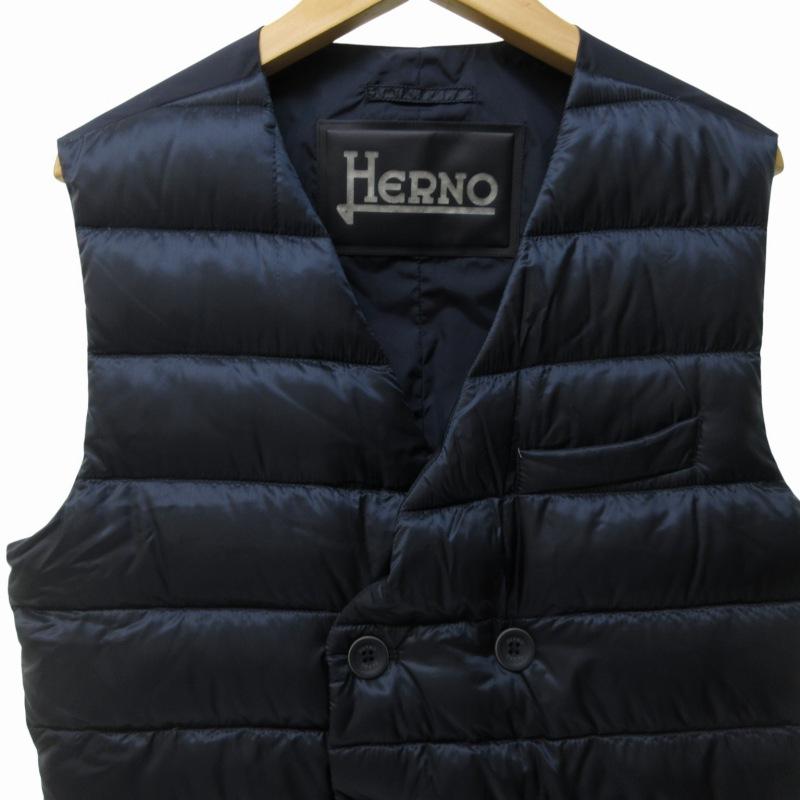 Herno ネイビー ダウンベスト ダブルブレスト Herno ネイビー ダウン