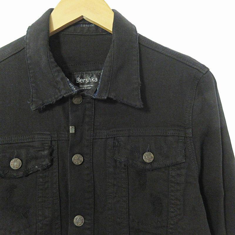 ベルシュカ Bershka ブラック デニムジャケット Gジャン ベルシュカ Bershka ブラック デニムジャケット Gジャン