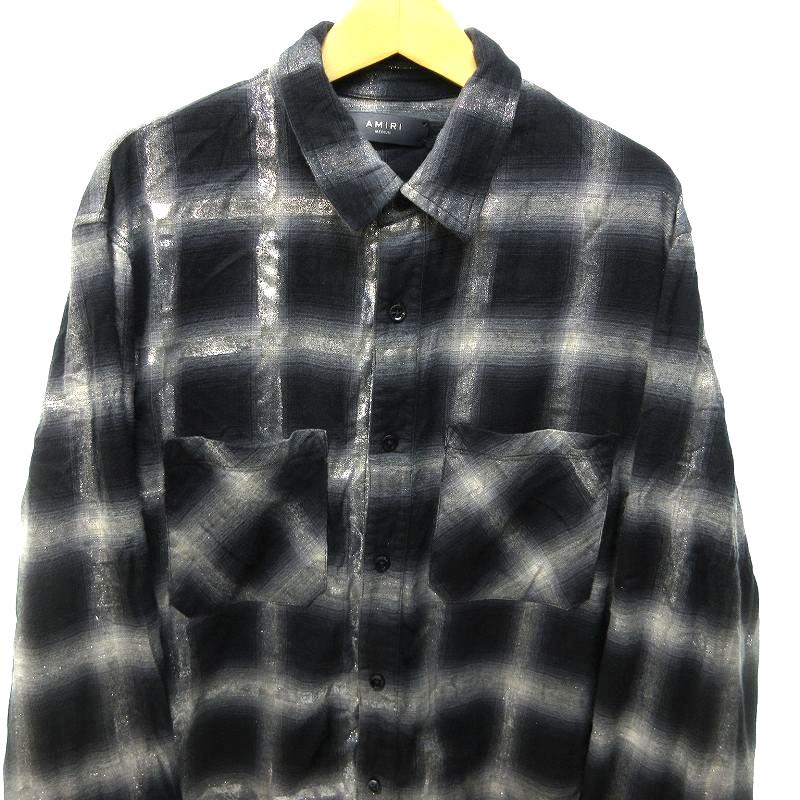 アミリ AMIRI オンブレチェックシャツ フランネルシャツ グリッター