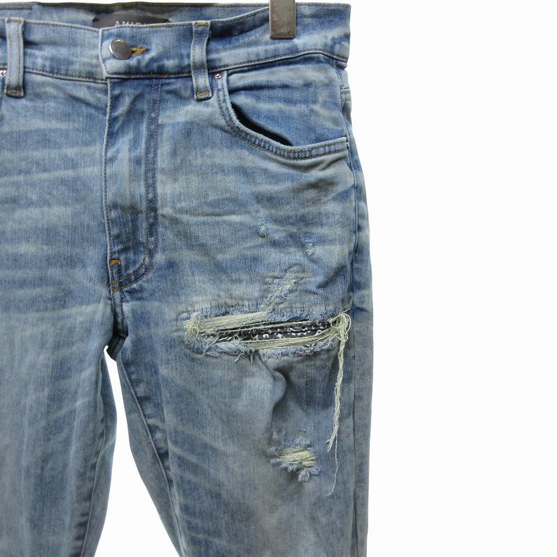 アミリ AMIRI バンダナ ダメージ スキニーデニム ジーンズ 蛇腹
