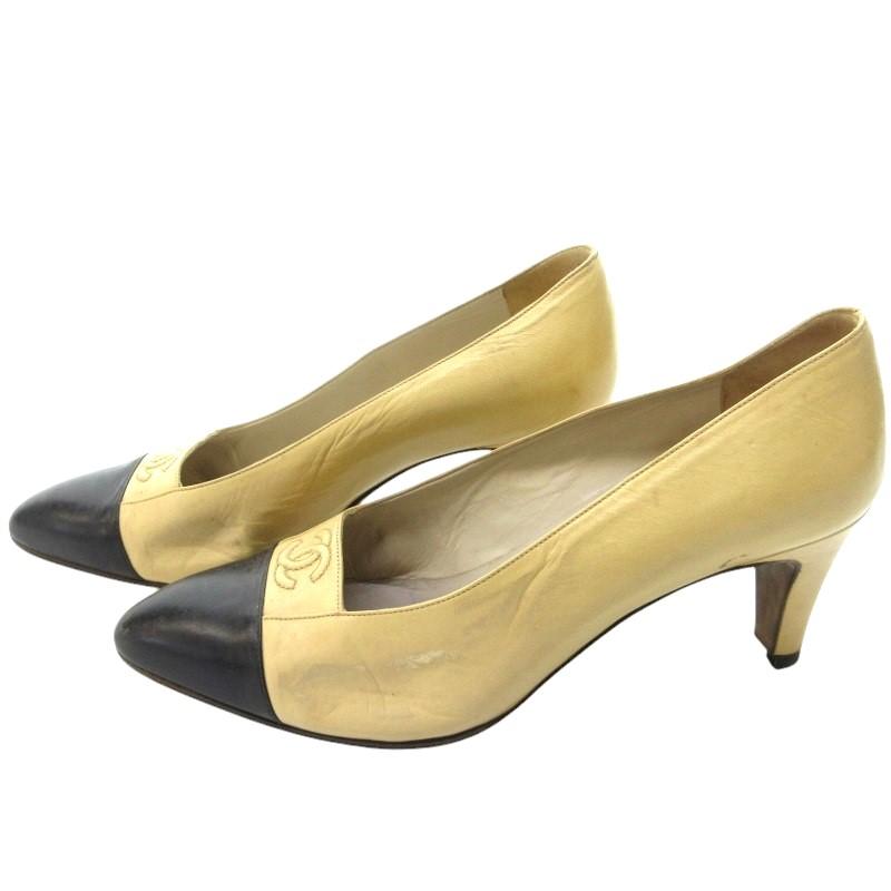 CHANEL シャネル ココマーク バイカラー パンプス シューズ ヒール  