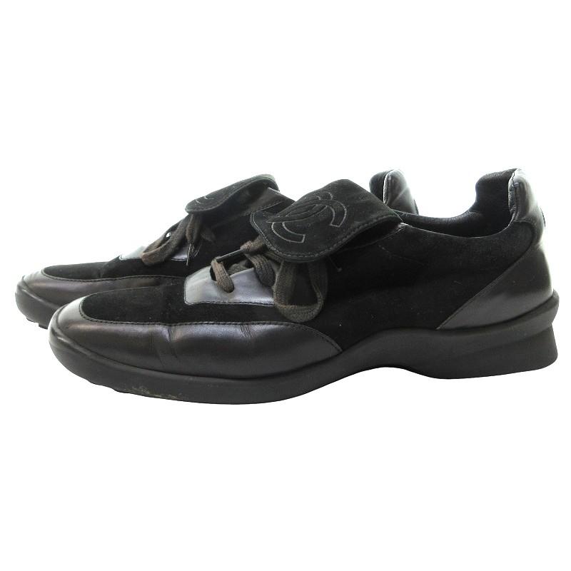 CHANEL シャネル スエード ココマーク スニーカー シューズ 黒