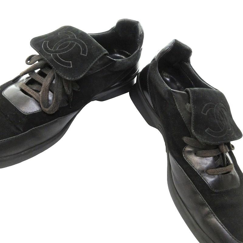 CHANEL シャネル スエード ココマーク スニーカー シューズ 黒