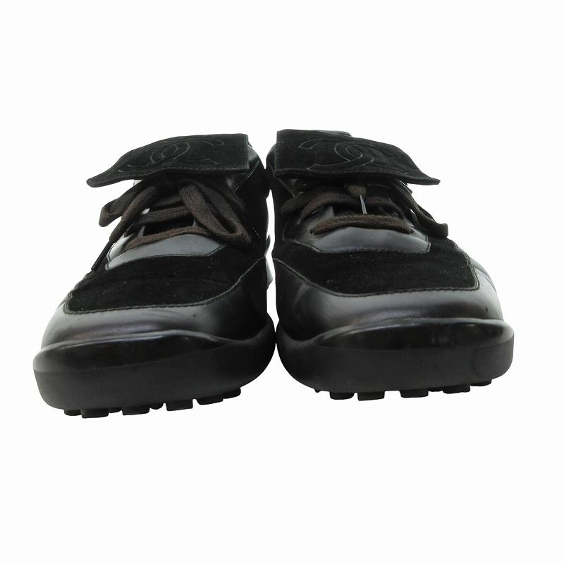 CHANEL シャネル スエードスニーカー ココマーク ブラック 23cm相当 CHANEL シャネル スニーカー ココマーク スエード ブラック 36