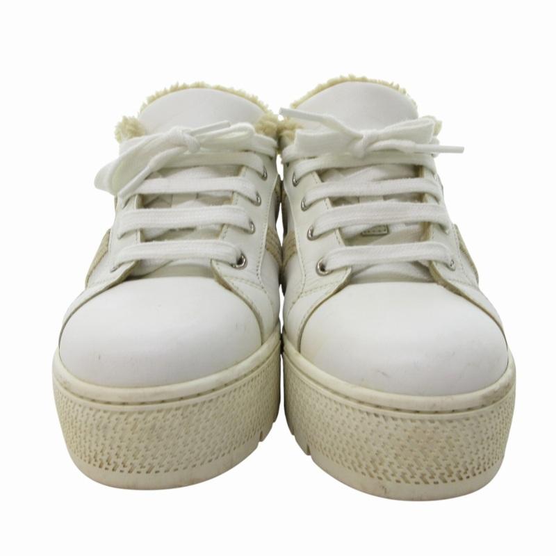 ✨美品✨エルメス スニーカー Hロゴ 36 レザー レディース 23cm 白 HERMES エルメス クイックスニーカー Hロゴ レザー ホワイト