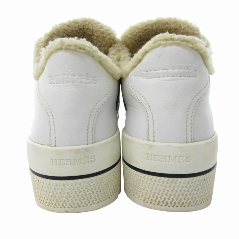 HERMES エルメス クイックスニーカー Hロゴ レザー ホワイト 23cm HERMES エルメス クイックスニーカー Hロゴ レザー ホワイト