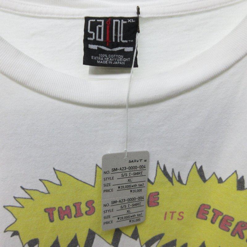 【中古】セントマイケル SAINTMICHAEL 23SS TIME IS ETRNL Tシャツ カットソー プリント ヴィンテージ加工 白 XL セントマイケル SAINTMICHAEL 23SS TIME IS ETRNL Tシャツ カットソー
