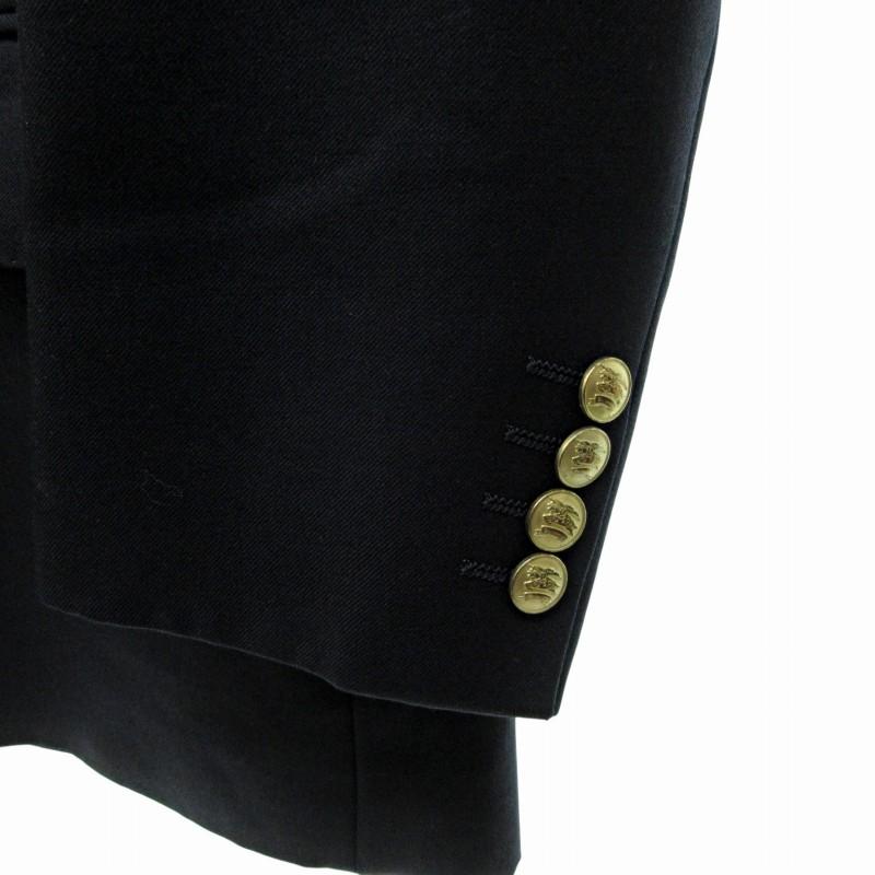 バーバリー テーラードジャケット ダブル タスマニアウール 金ボタン 黒 A6