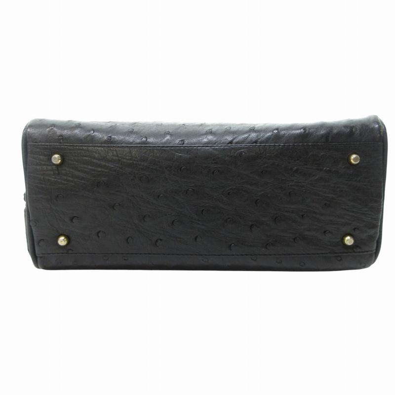 JRA オーストリッチ ハンドバッグ 手提げ ゴールド金具 レザー 黒