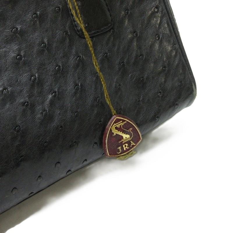 JRA オーストリッチ ハンドバッグ 手提げ ゴールド金具 レザー 黒