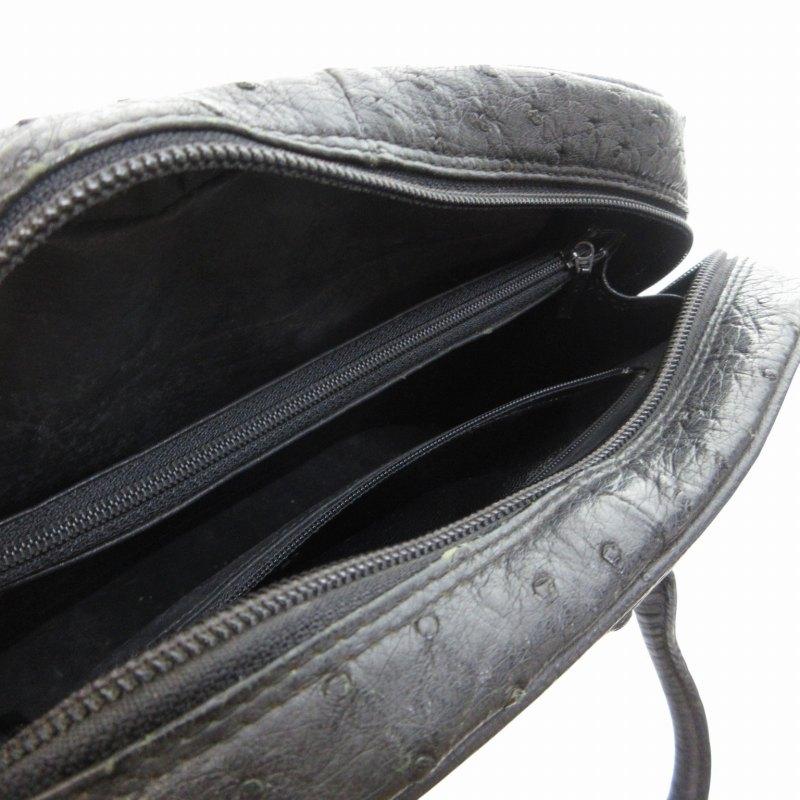 JRA オーストリッチ ハンドバッグ 手提げ ゴールド金具 レザー 黒