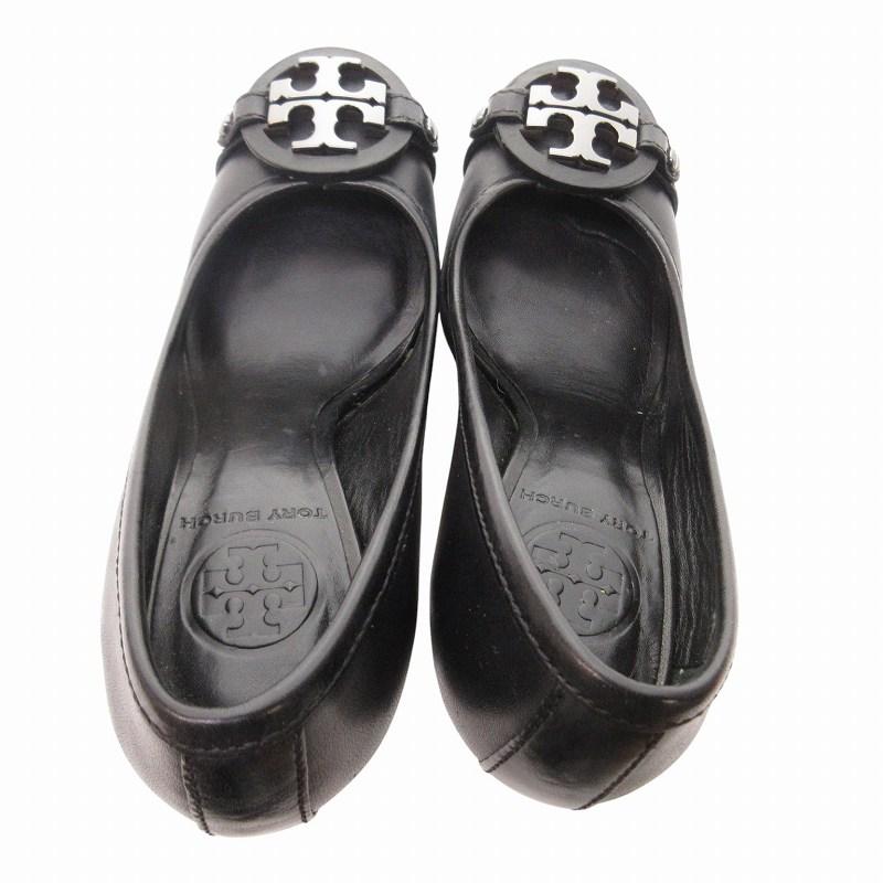 ☆美品☆トリバーチ パンプス バレーシューズ ブラック レディース 7 1/2M TORY BURCH（トリーバーチ） 美品 レザー パンプス ヒール シューズ