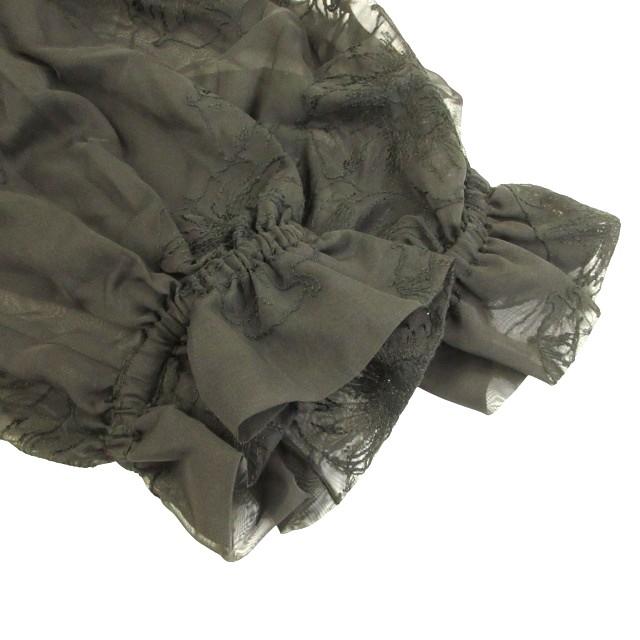 【中古】未使用品 ライト WRYHT タグ付き GATHERED  FOLK TOPS シアーシャツ ブラウス ギャザー 花柄刺繍 黒 2 約M 未使用品 ライト WRYHT タグ付き 24SS GATHERED FOLK TOPS シアー