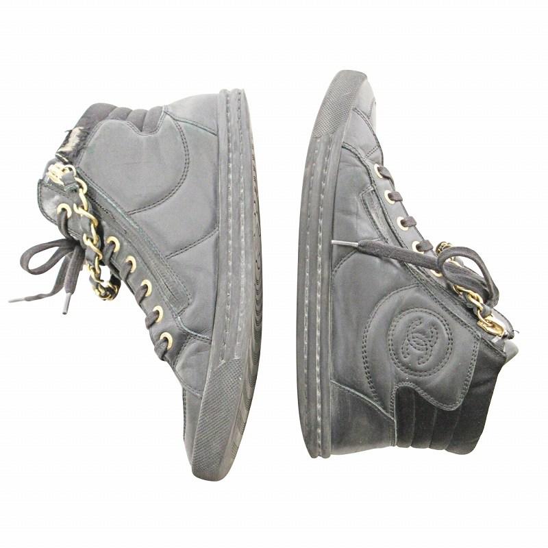 CHANEL（シャネル） オールレザー チェーン スニーカー ココマーク 35