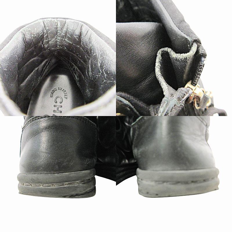 CHANEL シャネル オールレザー チェーン スニーカー ココマーク