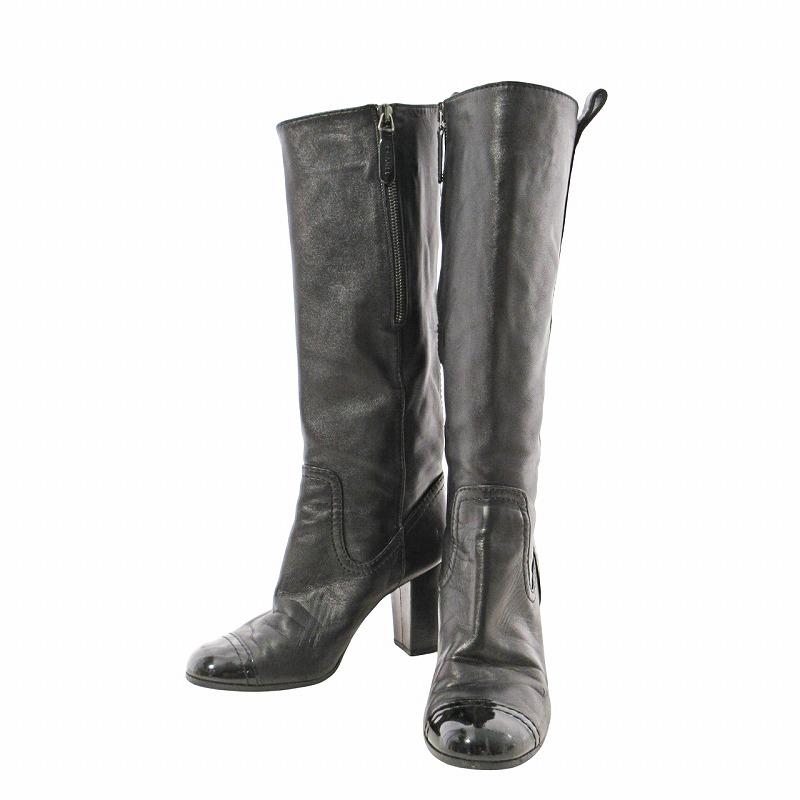 CHANEL（シャネル） レザー ロングブーツ チャンキーヒール ハーフ