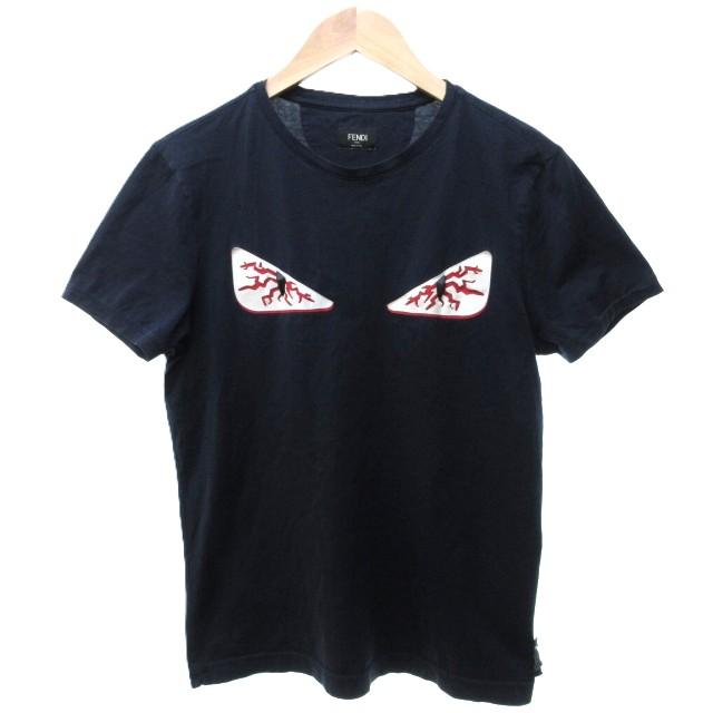 良品　フェンディ　モンスターアイ　半袖Tシャツ コットン　ブラック　XS フェンディ モンスター 半袖Tシャツ 黒 S