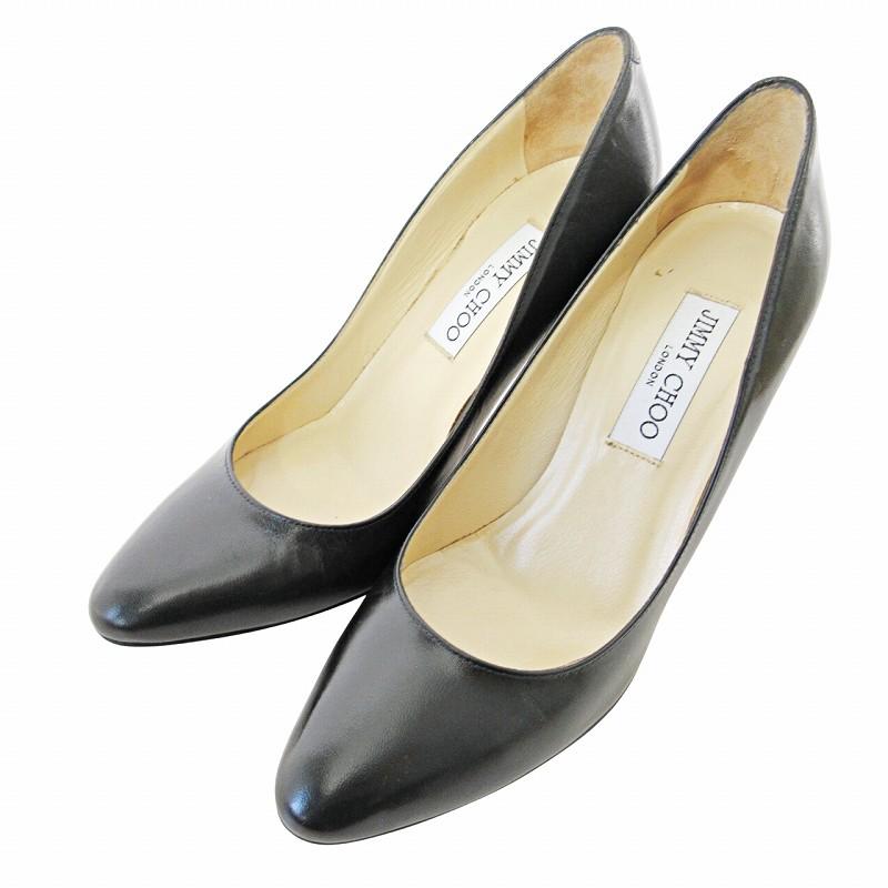 JIMMY CHOO  レザー黒　パンプス ジミーチュウ JIMMY CHOO レザー パンプス ピンヒール 37 24cm