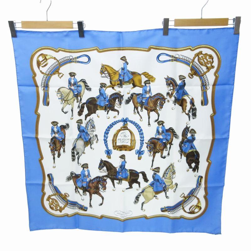 HERMES エルメス 美品 カレ90 スカーフ REPRISE 馬 総柄 絹 シルク  